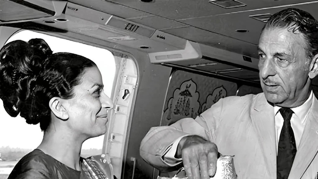 JRD Tata with Flight attendent